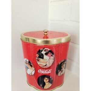 Oval Shaped Coca Cola Tin with Images of Vintage Ladies
